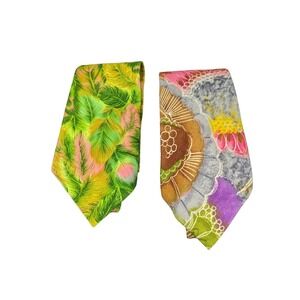 Pair (2) of Fun Vintage Spring Neck Ties Hand Made By Gladys Pink Green Easter